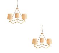 Loops Chic 2 Pack Hanging Pendant Lights With Raffia Shades And Aged Brass Finish