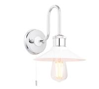 Loops Chrome Plated Bathroom Fisherman Wall Light & Ribbed Glass Shade IP44 Rated in Clear Loops Clear