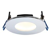 Loops Chrome Recessed Bathroom Downlight - 9W Warm White LED Slim Ceiling Light Loops White