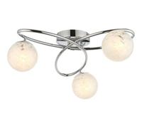 Loops Chrome Semi Flush Low Ceiling Light - White Confetti Multi Arm Glass - 3 X 3W Led G9