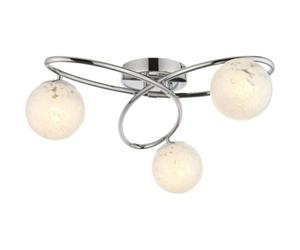 Loops Chrome Semi Flush Low Ceiling Light - White Confetti Multi Arm Glass - 3 X 3W Led G9