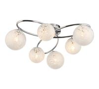 Loops Chrome Semi Flush Low Ceiling Light - White Confetti Multi Arm Glass - 6 X 3W Led G9