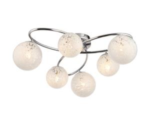 Loops Chrome Semi Flush Low Ceiling Light - White Confetti Multi Arm Glass - 6 X 3W Led G9