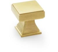 Loops Chunky Square Cupboard Door Knob - 30mm - Satin Brass Kitchen Unit Pull Handle