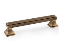 Loops Chunky Square Pull Handle - Antique Brass 128mm Centres Solid Brass Drawer Door