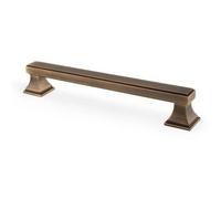 Loops Chunky Square Pull Handle - Antique Brass 160mm Centres Solid Brass Drawer Door