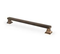 Loops Chunky Square Pull Handle - Antique Brass 224mm Centres Solid Brass Drawer Door