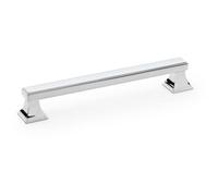 Loops Chunky Square Pull Handle - Polished Chrome 160mm Centre Solid Brass Drawer Door