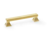 Loops Chunky Square Pull Handle - Satin Brass 128mm Centres Solid Brass Drawer Door
