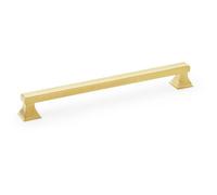 Loops Chunky Square Pull Handle - Satin Brass 224mm Centres Solid Brass Drawer Door
