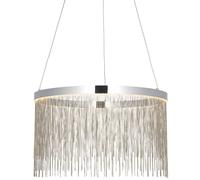 Loops Circular Ceiling Pendant Light Fitting - Chrome Plate & Silver Waterfall Chains in Metallics Loops Metallics