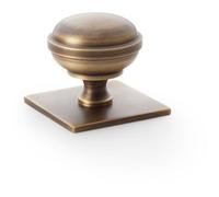 Loops Classic Round Cabinet Door Knob & Matching Backplate - Antique Brass 38mm Handle