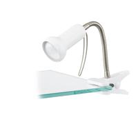 Loops Clip On Clamp Light Colour White & Silver In Line Switch Bulb E14 1x40W Loops White