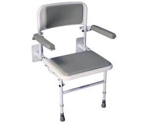 Loops Comfortable Deluxe Wall Mounted Shower Seat With Arms - Foldable And Rust-Free Aluminium