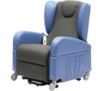 Loops Comfortable Dual Motor Rise And Recline Lounge Chair With Easy Clean Fabric In Black And Blue