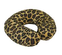 Loops Comfortable Memory Foam Neck Travel Cushion With Removable Velour Cover In Tan Leopard Print