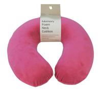 Loops Comfortable Memory Foam Neck Travel Cushion With Soft Velour Cover In Hot Pink