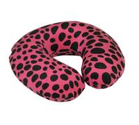 Loops Comfortable Memory Foam Neck Travel Cushion With Soft Velour Cover In Pink Leopard Print