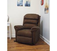 Loops Comfortable Wall Hugging Rise & Recline Armchair In Brown Chenille With Waterfall Pillow