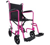 Loops Compact Attendant Propelled Lightweight Aluminium Transit Wheelchair - Pink Loops Multicolor