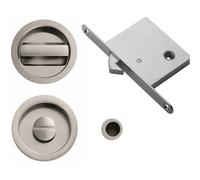 Loops Complete Locking Sliding Pocket Door Pack - Polished Brass - Thumbturn Bathroom