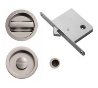 Loops Complete Locking Sliding Pocket Door Pack - Polished Brass - Thumbturn Bathroom