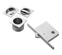 Loops Complete Locking Sliding Pocket Door Pack - Polished Chrome Square Thumbturn WC