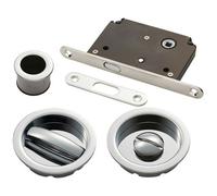 Loops Complete Locking Sliding Pocket Door Pack - Polished Chrome - Thumbturn Bathroom