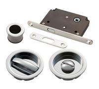 Loops Complete Locking Sliding Pocket Door Pack - Polished Chrome - Thumbturn Bathroom