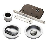 Loops Complete Locking Sliding Pocket Door Pack - Satin Chrome - Thumbturn Bathroom