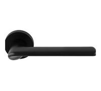 Loops Contemporary Flat Door Handle Set - Matt Black Smooth Lever On Round Rose