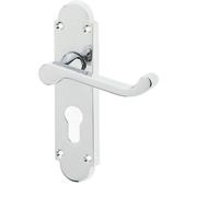 Loops Contemporary Suite Door Handle In Polished Chrome With Euro Profile Lockplate - Interior Lever On Backplate