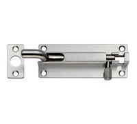 Loops Cranked Barrel Surface Mounted Door Bolt Lock 80 x 38mm Satin Stainless Steel in Metallics Loops Metallics