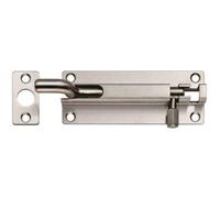 Loops Cranked Barrel Surface Mounted Sliding Door Bolt Lock 100mm X 38mm Bright Steel