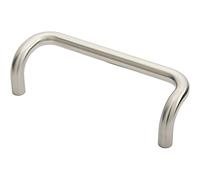 Loops Cranked Door Pull Handle - 19mm Dia - 225mm Fixing Centres - Satin Steel | Tubular Design Pull Handle - Suitable for Lightweight Internal Doors - Cabinet, Wardrobe, Cupboard Door Handle