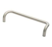 Loops Cranked Door Pull Handle 19mm Dia 300mm Fixing Centres Satin Steel
