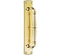 Loops Cranked Ornate Door Pull Handle 380 x 65mm Backplate Polished Brass in Metallics Loops Metallics