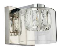 Loops Crystal LED Wall Light Square Chrome & Luxury Shade Modern Glass Lamp Fitting in Clear Loops Clear