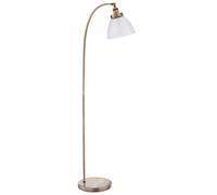 Loops Curved Arm Floor Lamp Antique Brass Tall Free Standing Metal Retro Reading Light in Metallics Loops Metallics