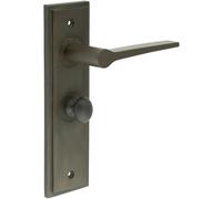 Loops Dark Bronze Door Handle & Backplate with Turn & Release for Bathrooms - Solid Brass Interior Handle