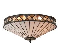 Loops Dark Bronze Flush Ceiling Light - Diamoned Shaped Detailing - 2 x 60W E27 GLS Loops Multicolor