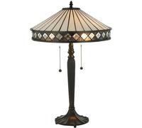 Loops Dark Bronze Table Lamp - Diamond Shaped Detailling - 2 x 60W E27 GLS Required Loops Multicolor
