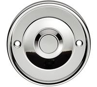 Loops Decorative Door Bell Cover - Polished Chrome - 65 x 7mm Round Sleek Button Plate | Metal Door Bell Cap - External Bell Push Buzzer Cover - Cover Plate Only Door Bell Not Included