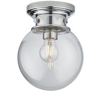 Loops Decorative Flush Bathroom Ceiling Light Fitting - Clear Glass Shade - Dimmable Loops Clear