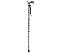 Loops Deluxe Ambidextrous Walking Cane - 10 Height Settings - Black Floral Pattern Loops Black