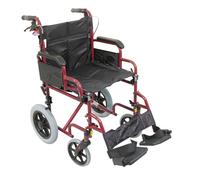 Loops Deluxe Attendant Propelled Steel Wheelchair - Compact Foldable Design - Red in Metallics Loops Metallics