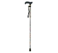 Loops Deluxe Foldable Walking Cane For Ambidextrous Users - Adjustable Height And Elegant White Floral Design