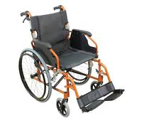 Loops Deluxe Self Propelled Aluminium Wheelchair - Compact Foldable Design - Orange Loops Orange