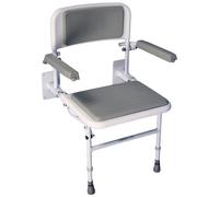 Loops Deluxe Wall Mounted Padded Shower Seat with Arms Fold Away Rust free Aluminium Loops Multicolor