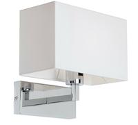 Loops Dimming LED Wall Light Chrome & White Cotton Shade Sleek Rectangle Lamp Fitting Loops White